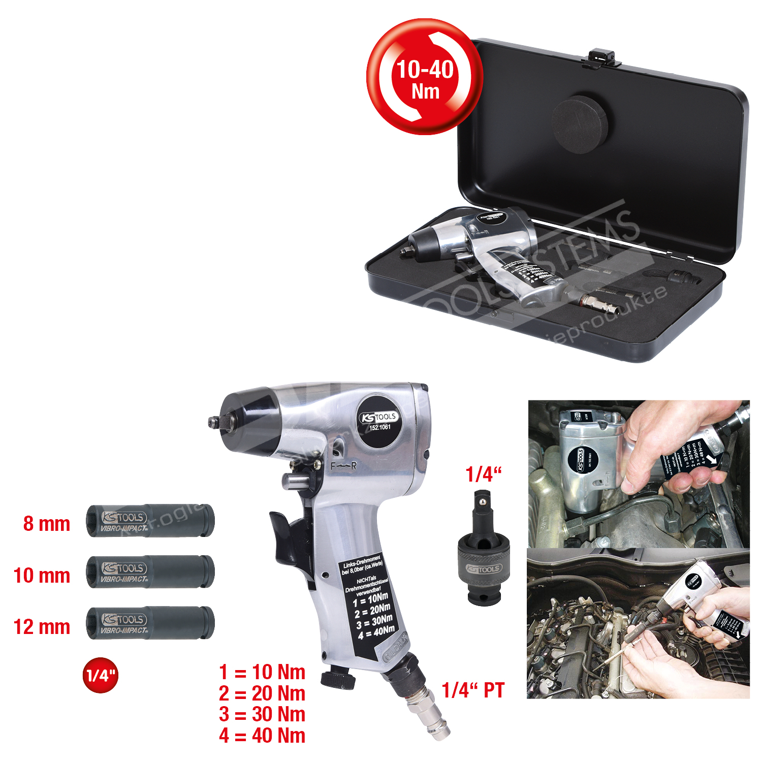 1/4″ Glühkerzen-Druckluft-Vibrationsschrauber-Satz, 5-tlg – Bild 3