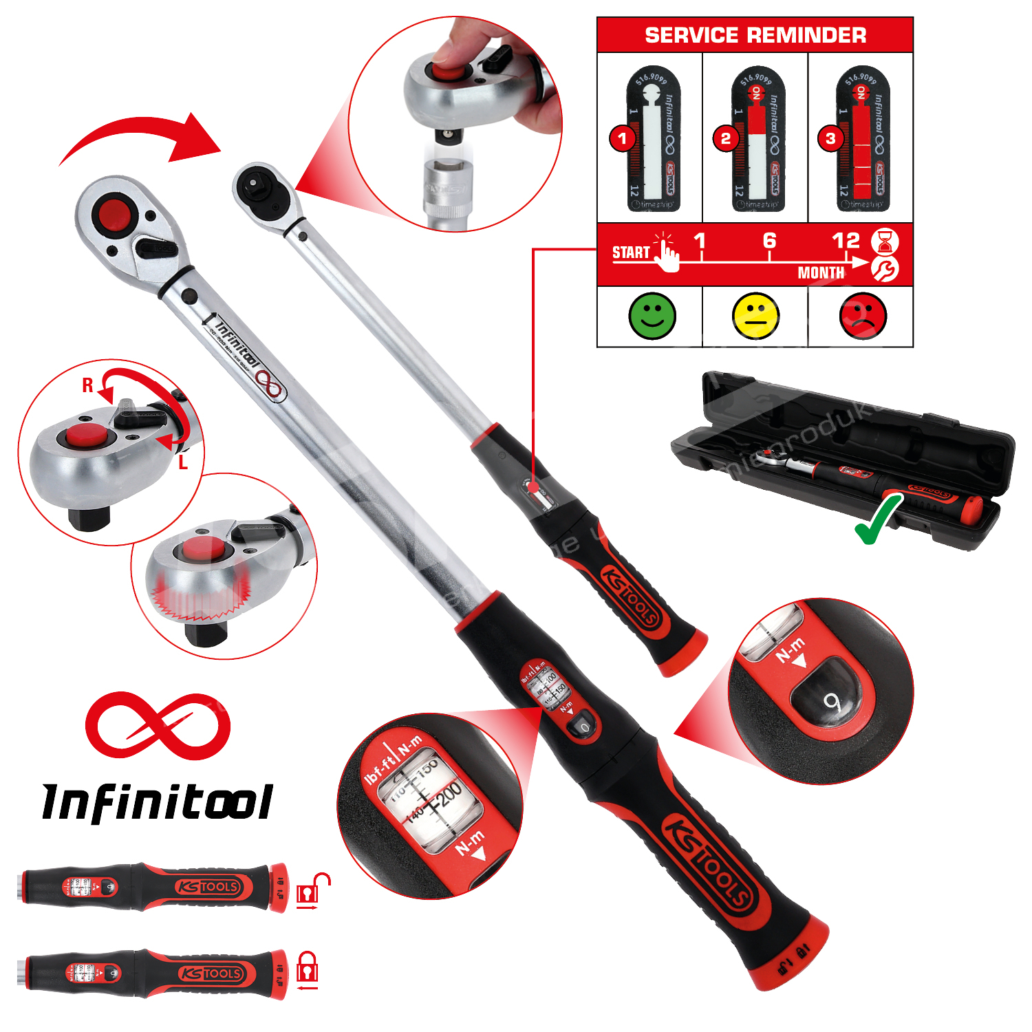 3/4″ INFINITOOL Ratschen-Drehmomentschlüssel, 110-550 Nm – Bild 3