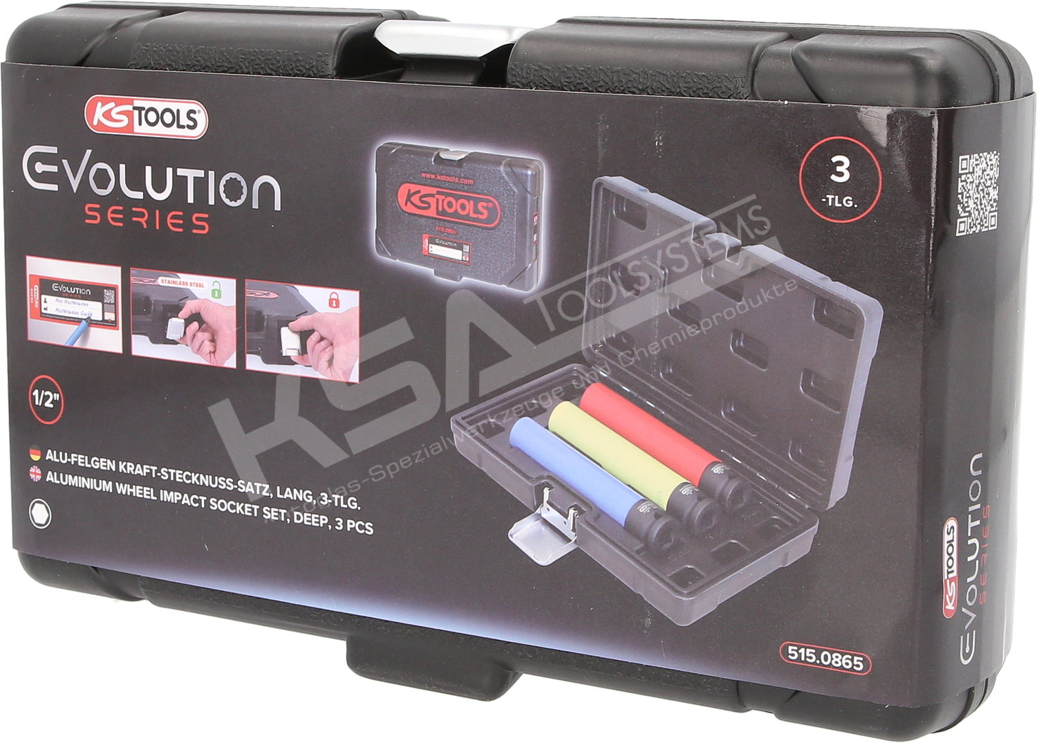 Alu-Felgen Kraft-Stecknuss-Satz, extra lang, 3-tlg, 1/2″, 17, 19, 21 mm – Bild 6