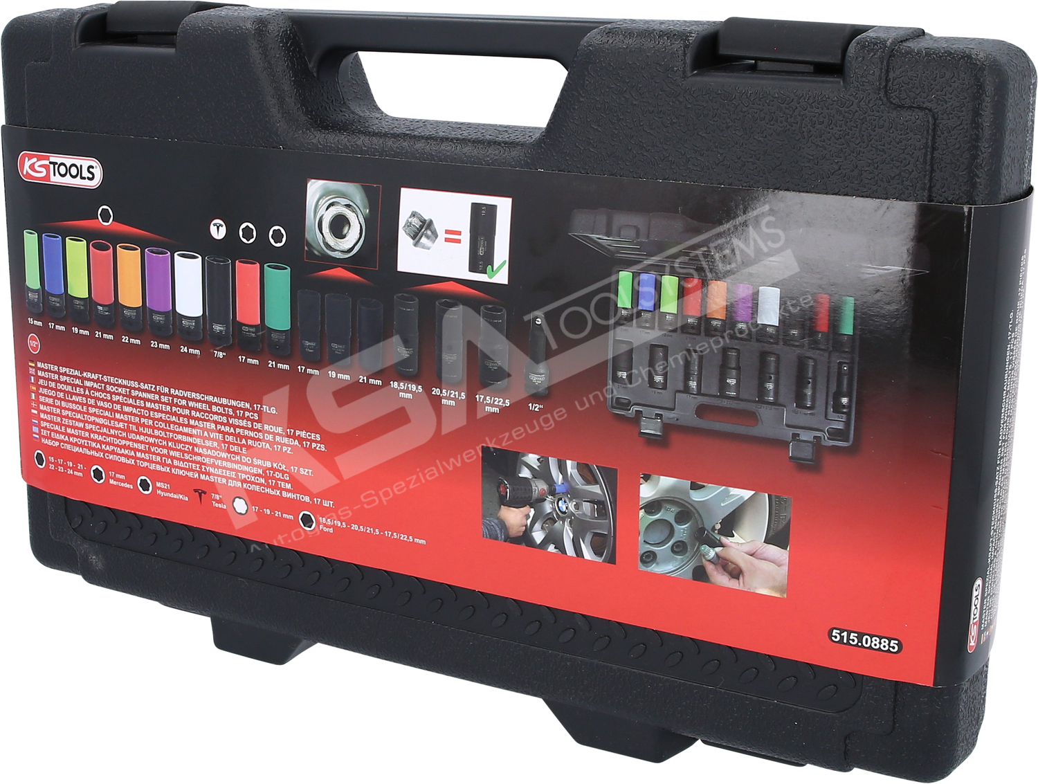 1/2″ MASTER Spezial-Kraft-Stecknuss-Satz für Radverschraubungen, 17-tlg – Bild 5