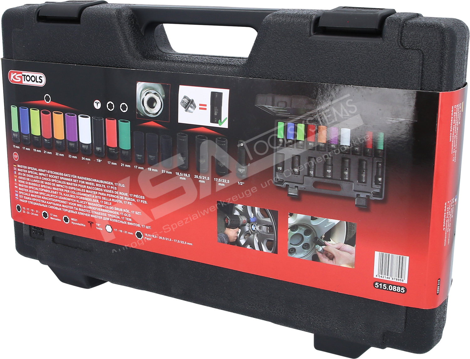 1/2″ MASTER Spezial-Kraft-Stecknuss-Satz für Radverschraubungen, 17-tlg – Bild 6