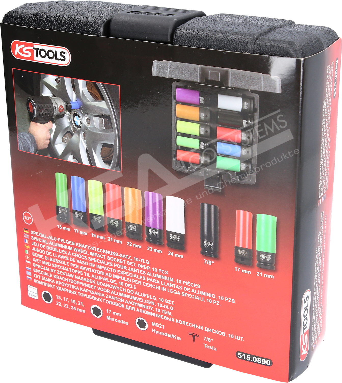 1/2″ Spezial-Alu-Felgen Kraft-Stecknuss-Satz, 10-tlg – Bild 5