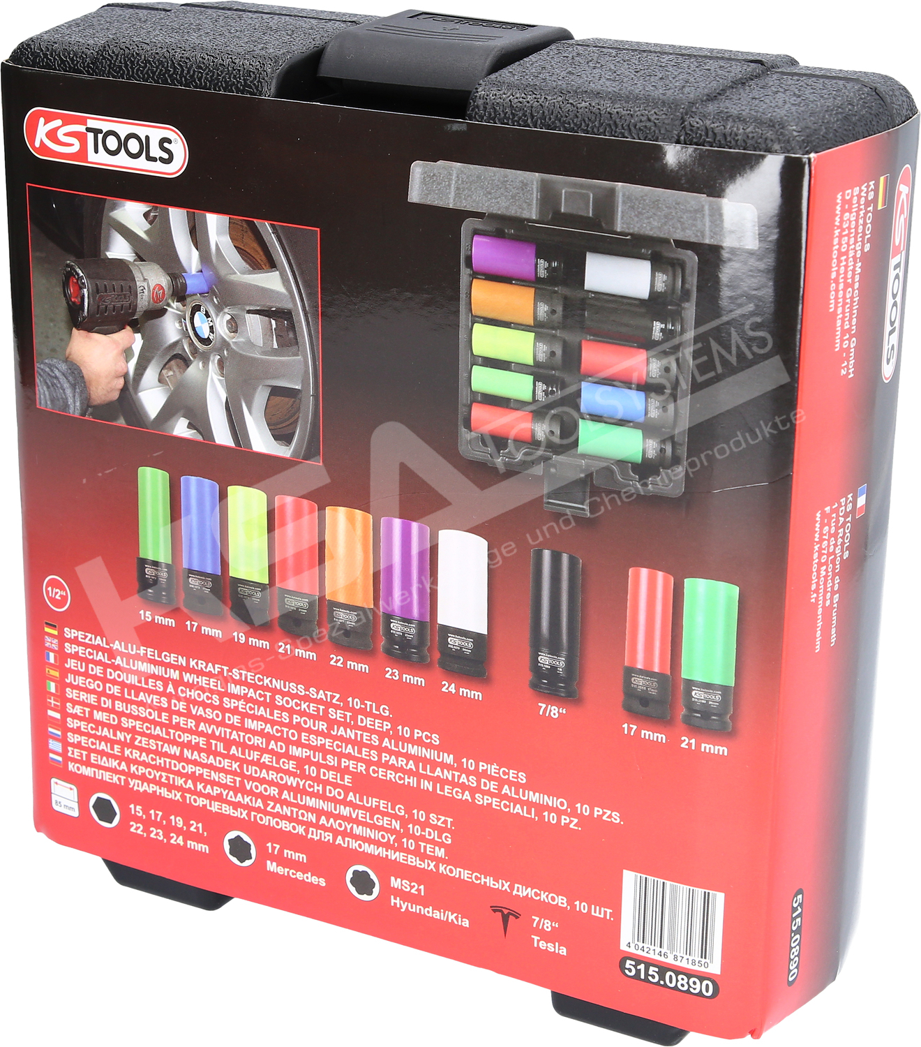 1/2″ Spezial-Alu-Felgen Kraft-Stecknuss-Satz, 10-tlg – Bild 6