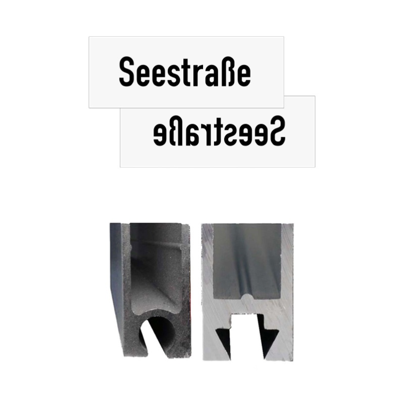 Straßennamenschild Weiß RA1 / RA2, zweiseitig schwarzer Text, Profil Eckig / Rund, 150 mm – Bild 2